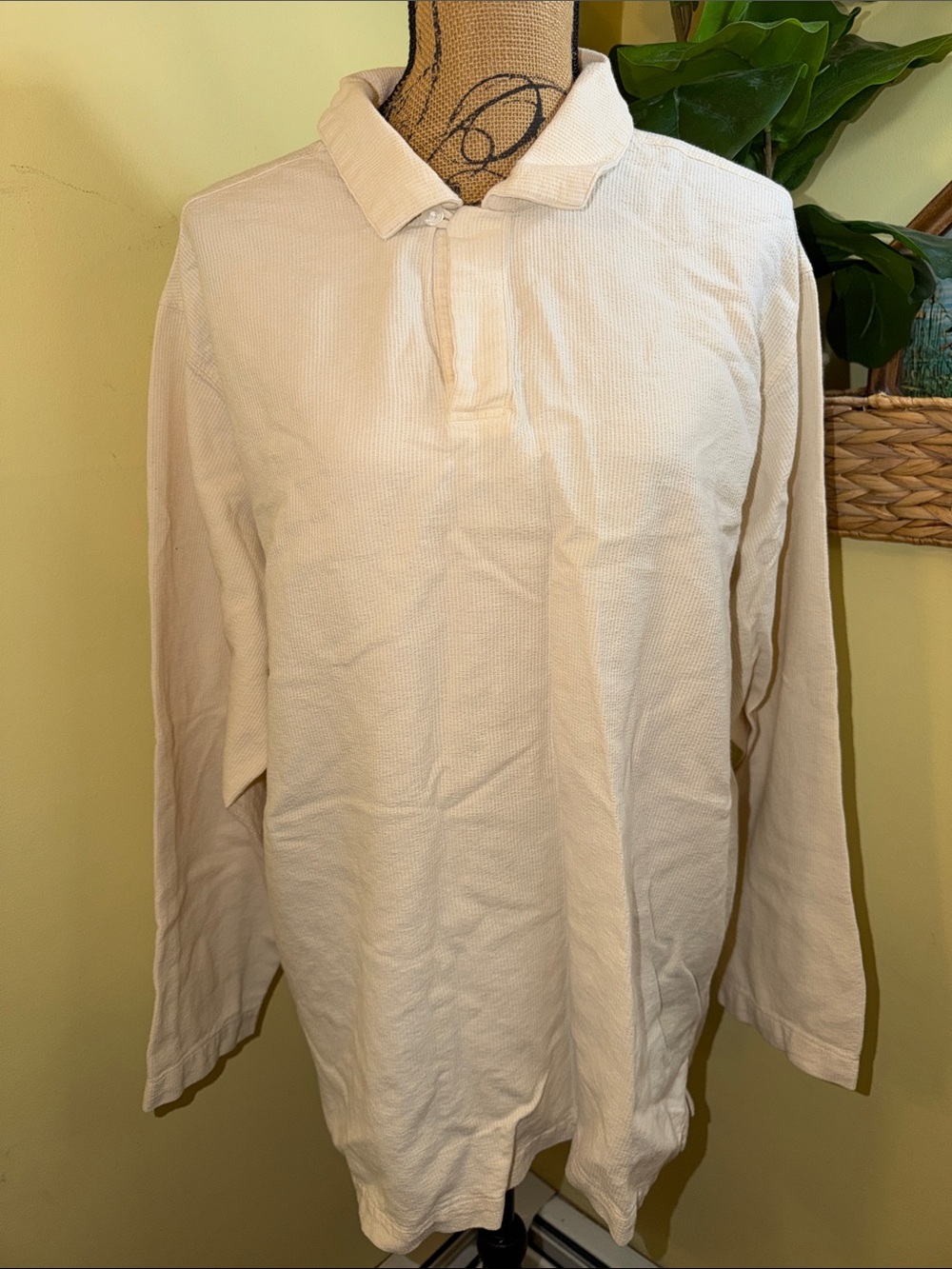 Muji Long-Sleeve Polo in Off-White
